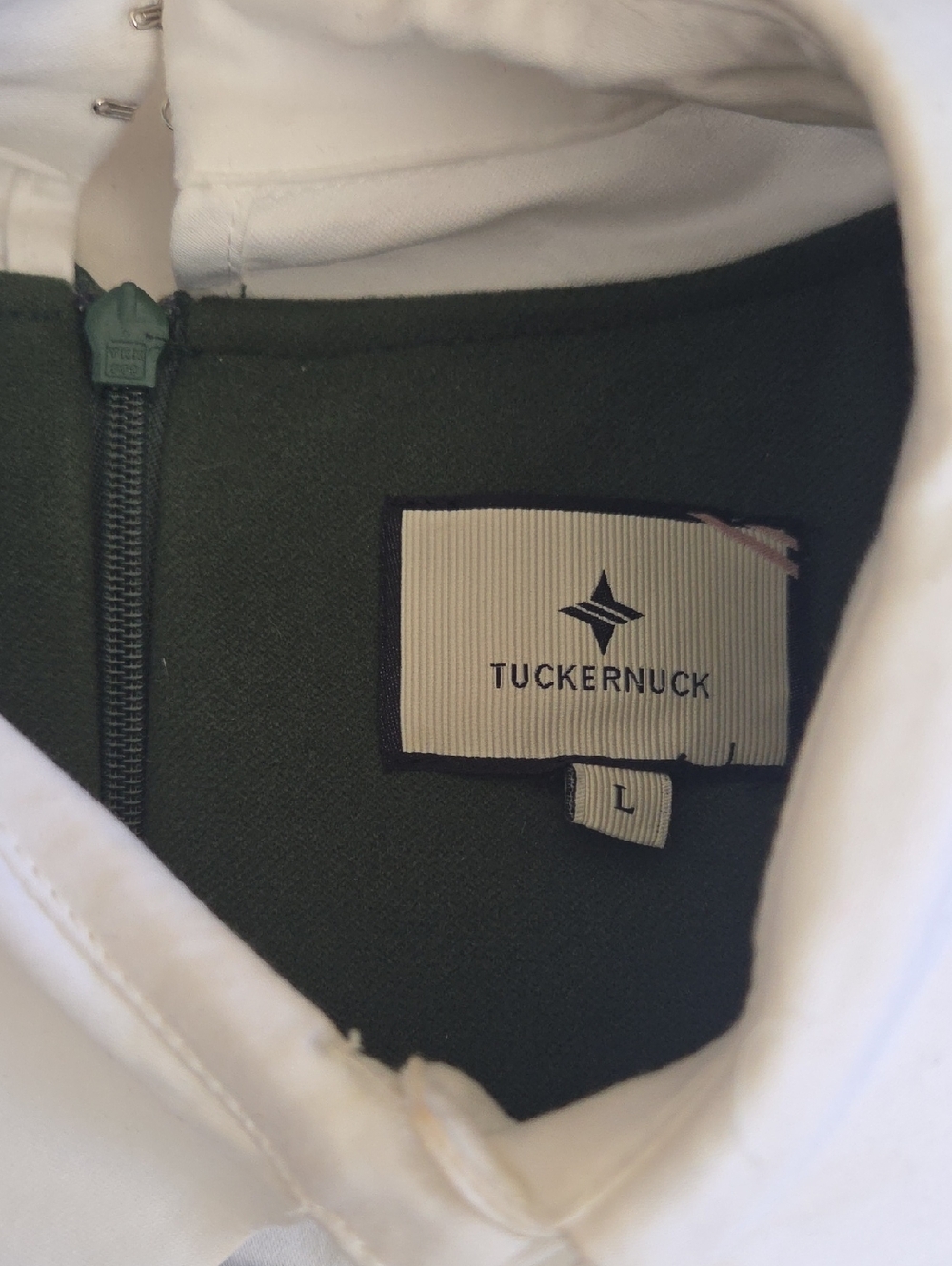 Tuckernuck English Ivy Dakotah Collared Hunter Green White Shirt Dress Large - Picture 4 of 10